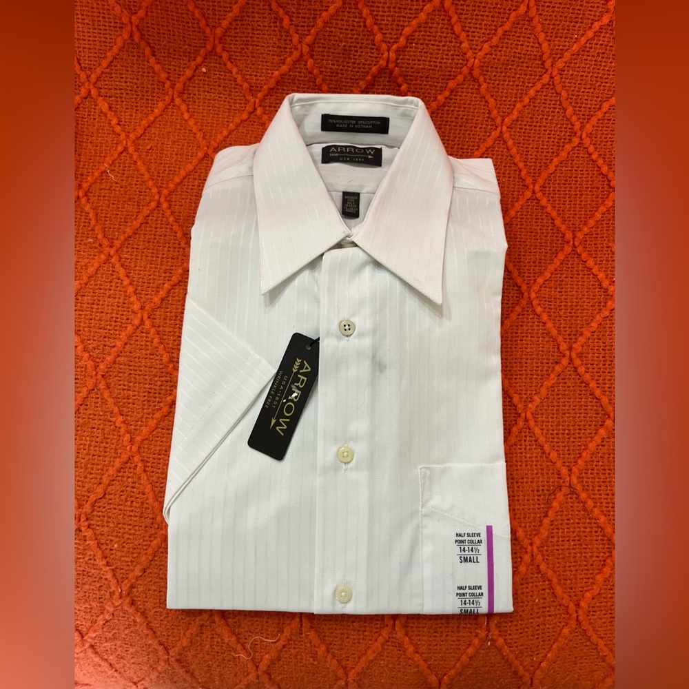 Arrow Men's Classic White Striped Dress Shirt